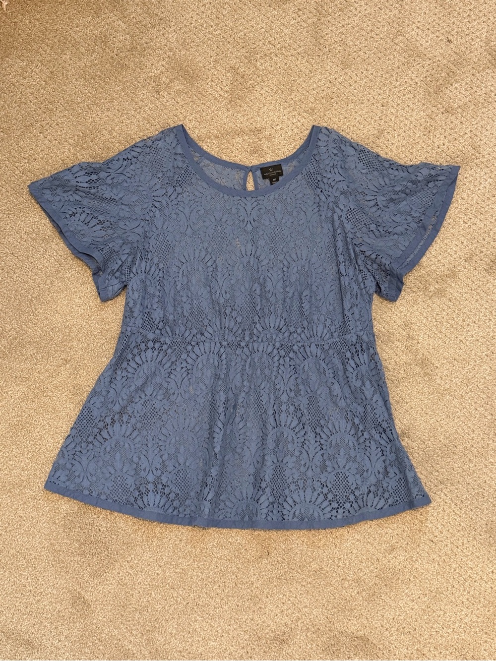 Worthington Blue Lace Peplum Blouse